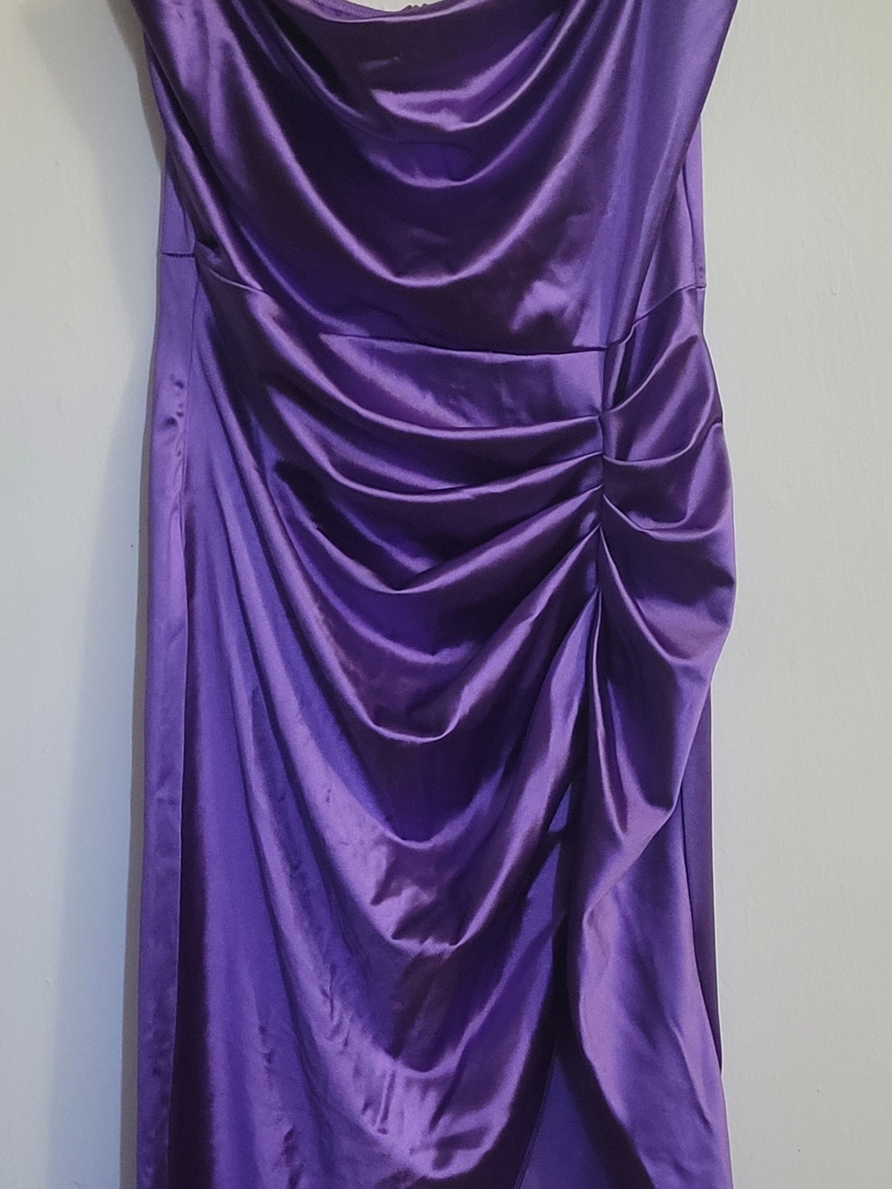Draped Purple Satin Cocktail Dress